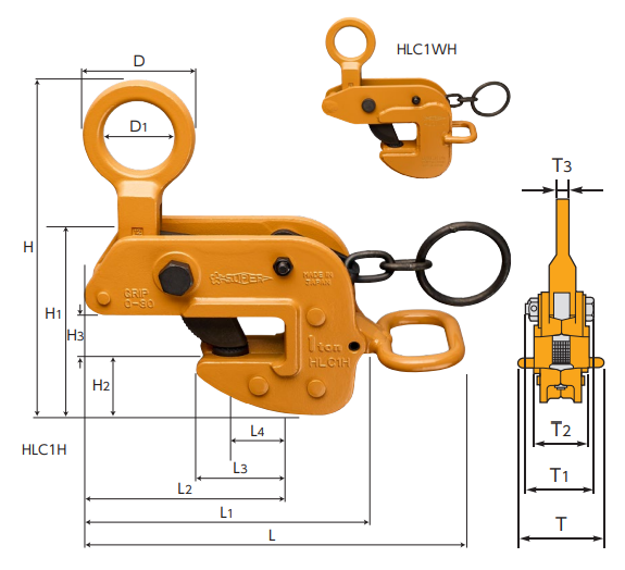 Захваты Super Tool HLC-H / HLC-WH / HLC-HN / HLC-WHN для бокового подъема стальных балок и стальных листов